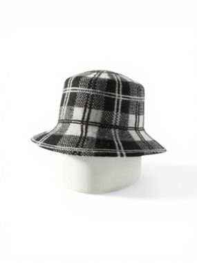 Anthropologie San Diego Hat Company Black & White Plaid Bucket Hat - One Size